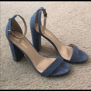 LULUS TAYLOR BLUE SUEDE ANKLE STRAP HEELS